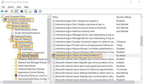 disable smart card logon windows 10|smart card removal behavior.